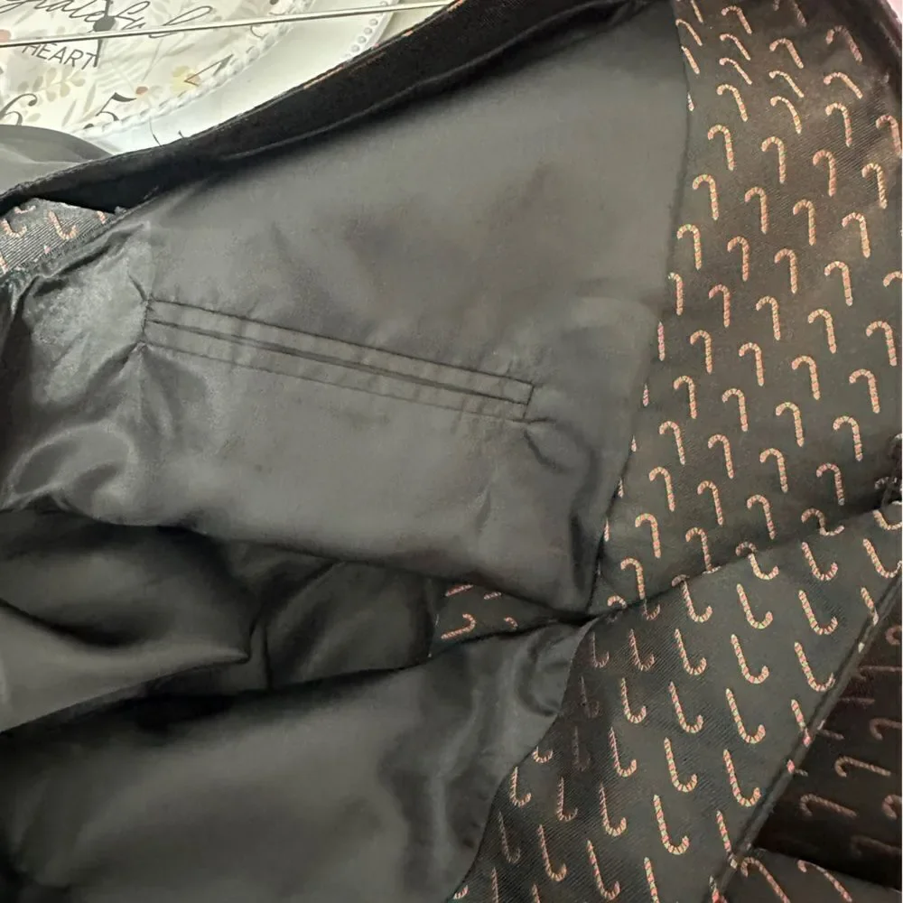 Novel-ties By Roffe Black Suit Vest Holiday Candycanes Christmas. Size L/XL